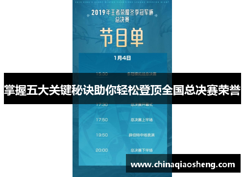 掌握五大关键秘诀助你轻松登顶全国总决赛荣誉 掌握五大关键秘诀助你轻松登顶全国总决赛荣誉