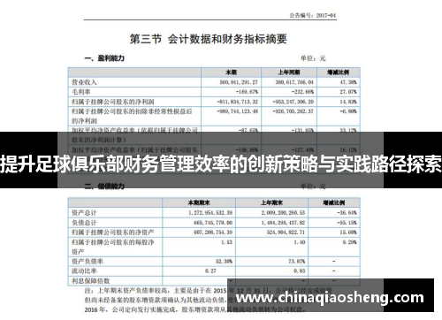 提升足球俱乐部财务管理效率的创新策略与实践路径探索